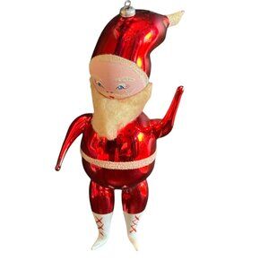 Vintage Soffieria DCarlini Italy Santa Claus Hand Blown Glass Ornament 6 1/2"